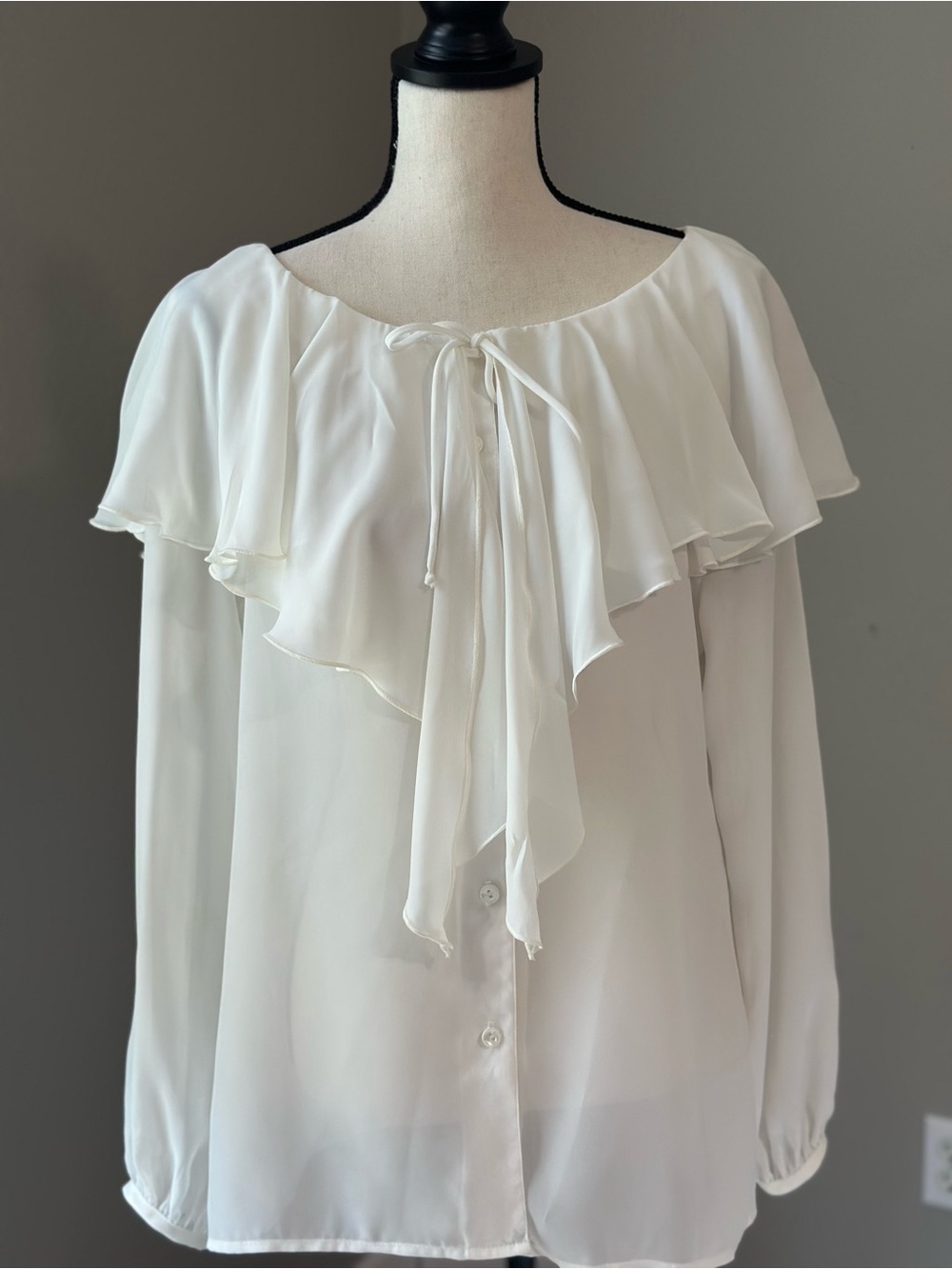 Vintage Dark Romantic Butter Soft Triston & Iseut Tie-Neck Cloud Ruffle Blouse